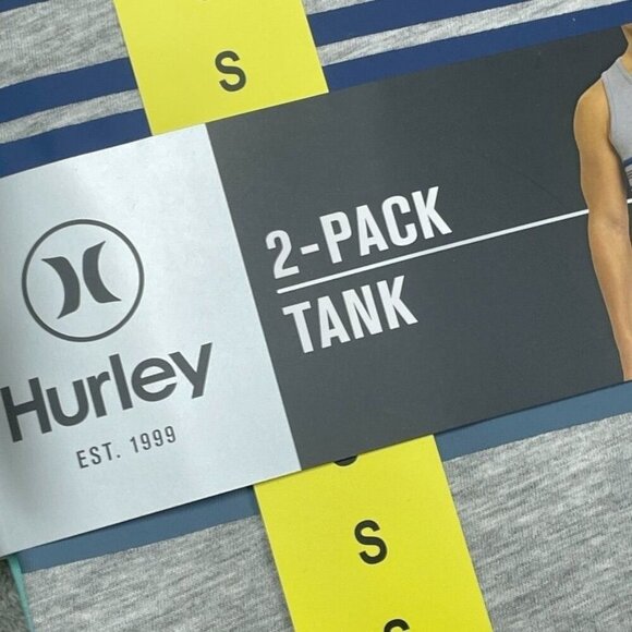 Hurley 2-Pack Mens Tanks S Gray/Green Graphic Stripes Moisture-Wicking 6927 - Picture 2 of 5